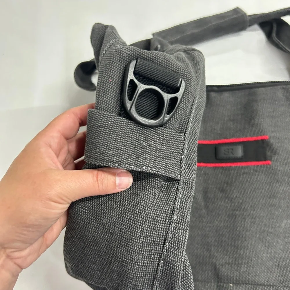 Banana Republic Canvas Duffle Bag Red Trim Medium Charcoal Gray Gorpcore Utility